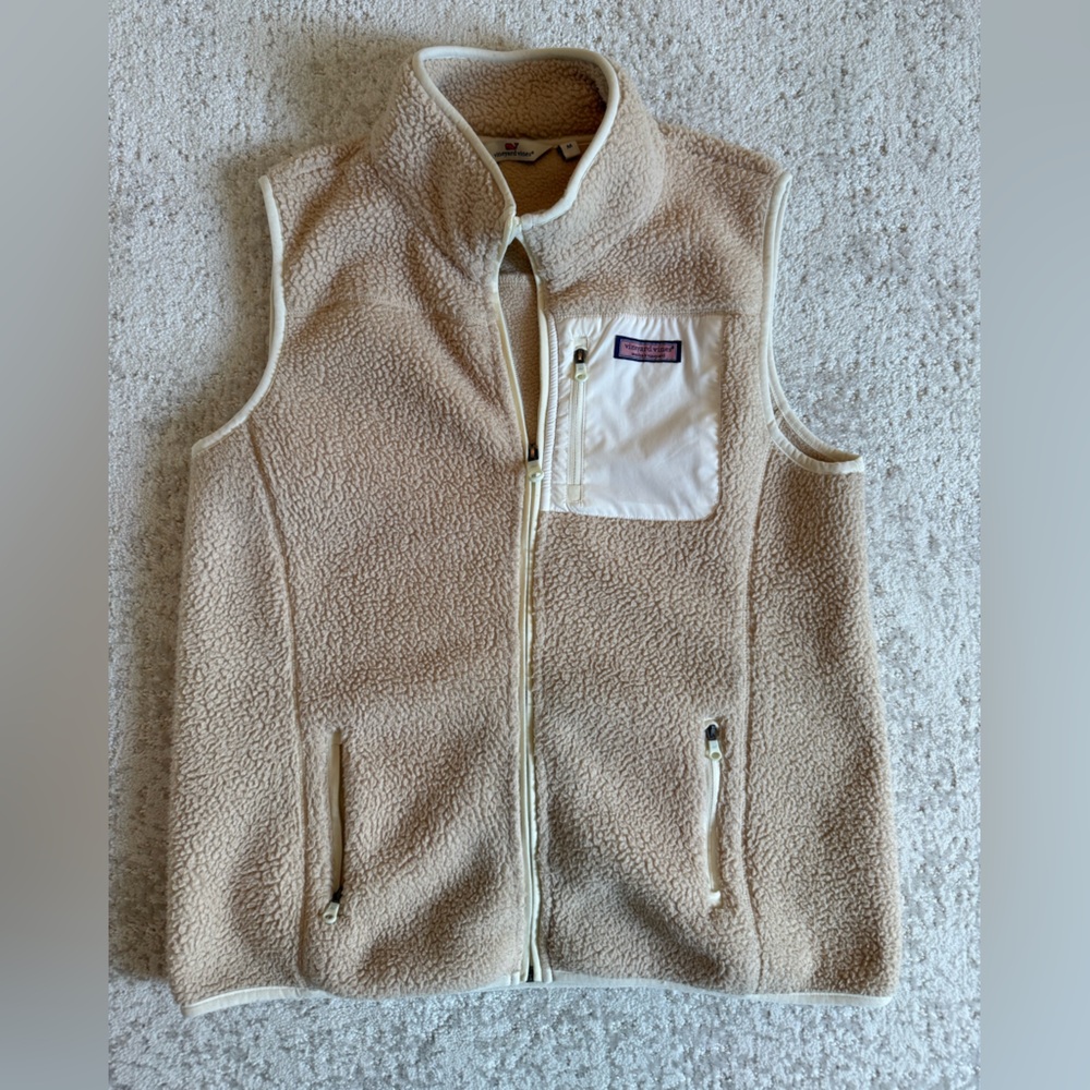 Vineyard Vines Cream Sherpa Fleece Vest